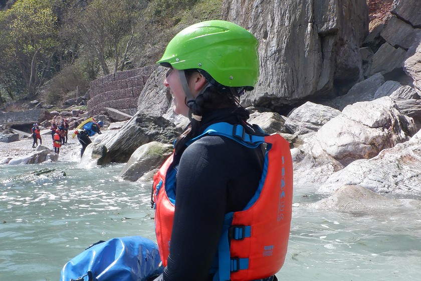 Person in water with rescue gear
